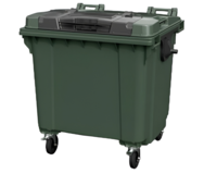 Передвижной мусорный контейнер 1100 л на колесах с крышкой TwinLid (Зеленый)