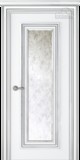 Межкомнатная дверь Палаццо 1 (остекленное) Эмаль белый патина серебро - 2,0х0,6