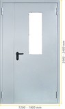 Дверь противопожарная металлическая тип ДМП-2 двупольная с остеклением