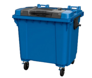 Передвижной мусорный контейнер 1100 л на колесах с крышкой TwinLid (Синий)