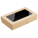 Крафт коробка с окошком, 1450 мл, 260*150 мм, черная, 10 шт