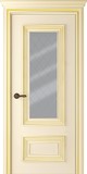 Межкомнатная дверь Палаццо 2 (остекленное) Эмаль слоновая кость патина золото - 2,0х0,6