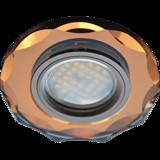 Светильник встраиваемый Ecola DL1653 MR16 GU5.3 стекло с вогнутыми гранями Янтарь/Черненая медь 25x90 FA1653EFF