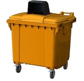 Передвижной мусорный контейнер 1100л с капюшоном для раздельного сбора мусора (Оранжевый)