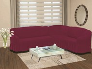 Чехол "BULSAN" на диван угловой правосторонний, 5 посадочных мест (2+3) цвет светло-лавандовый