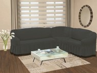 Чехол "BULSAN" на диван угловой правосторонний, 5 посадочных мест (2+3) цвет темно-серый