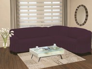 Чехол "BULSAN" на диван угловой правосторонний, 5 посадочных мест (2+3) цвет фиолетовый