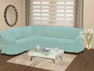 Чехол "BULSAN" на диван угловой левосторонний, 5 посадочных мест (2+3) цвет бирюзовый