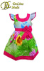 Платье детское из хлопка Зеленый фон Малина