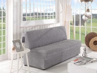 Чехол "KARNA" для дивана двухместного без подлокотников, без юбки цвет серый
