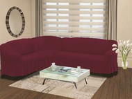 Чехол "BULSAN" на диван угловой левосторонний, 5 посадочных мест (2+3) цвет бордовый