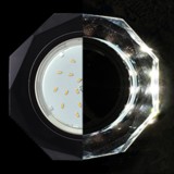 Светильник встраиваемый Ecola GX53 H4 LD5312 Стекло 8-угольник подсветка 4K Черный хром-черный 38x133 SP538AECH