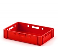 Ящик пластиковый мясной Е1 600х400х120 мм морозостойкий (Красный)