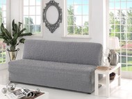 Чехол "KARNA" для дивана  трехместного без подлокотников, без юбки цвет серый