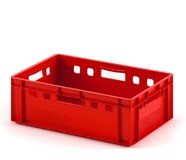 Ящик пластиковый мясной Е2 600х400х200 мм морозостойкий (Красный)