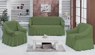 Комплект чехлов "BULSAN" для мягкой мебели, 3 предмета (3+1+1) цвет зеленый