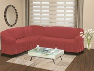 Чехол "BULSAN" на диван угловой левосторонний, 5 посадочных мест (2+3) цвет грязно-розовый