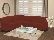 Чехол "BULSAN" на диван угловой левосторонний, 5 посадочных мест (2+3) цвет кирпичный