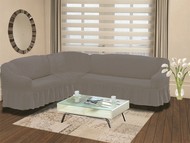 Чехол "BULSAN" на диван угловой левосторонний, 5 посадочных мест (2+3) цвет серый