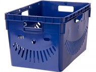 Вкладываемый ящик 600х400х340 мм перфорированный с держателем пакетов (Синий)