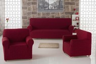 Чехол "KARNA" MILANO для мягкой мебели, 3 предмета (3+1+1) цвет бордовый