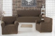 Чехол "KARNA" MILANO для мягкой мебели, 3 предмета (3+1+1) цвет коричневый