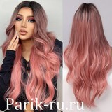 Длинный розовый парик из искусственных волос LC313-1