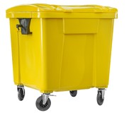 Усиленный мусорный бак для ТБО 1100 л с крышкой на колесах (Желтый)