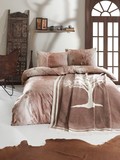 Комплект постельного белья DO&CO Ранфорс с пледом 200х220 (50х70/2 шт) FORSET цвет коричневый