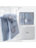 Комплект махровых полотенец "KARNA" DAVIS 50х90 см +70х140 см см (2 шт) цвет голубой