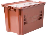 Вкладываемый ящик 600х400х400 мм перфорированный со сплошным дном с крышкой (Оранжевый)
