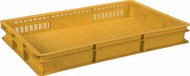 Ящик пластиковый универсальный 600х400х75 мм перфорированный (Желтый)