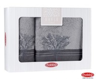 Махровое полотенце в коробке 50x90+70x140 "INFINITY", серый, 100% Хлопок