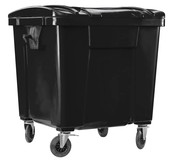 Усиленный мусорный бак для ТБО 1100 л с крышкой на колесах (Черный)