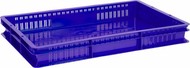 Ящик пластиковый универсальный 600х400х75 мм перфорированный со сплошным дном (Синий)