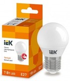 Лампа светодиодная IEK шар G45 E27 7W(630lm) 3000K 2K 78x45 матов. ECO LLE-G45-7-230-30-E27