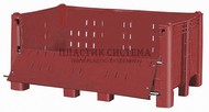 Крупногабаритный контейнер 1600х1050х715 мм перфорированный с откидной дверцей (Красный)