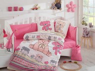 Комплект постельного белья (поплин) с покрывалом "TOMBIK", розовый