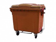 Контейнер мусорный передвижной 1100 л с крышкой и педалью (Оранжевый)