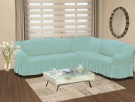 Чехол "BULSAN" на диван угловой правосторонний, 5 посадочных мест (2+3) цвет бирюзовый