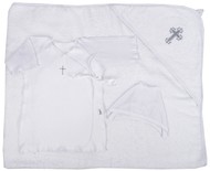 Крестильный набор д/мальчика 3пр.(полотенце д/крещения+рубашка+чепчик краше) белый р.20-62 31-5023