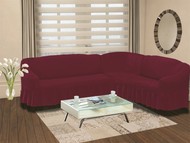Чехол "BULSAN" на диван угловой правосторонний, 5 посадочных мест (2+3) цвет бордовый