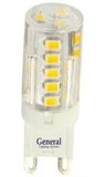 Лампа светодиодная General G9 220V 5W 2700K 2K 50x15 пластик прозрач. BL5 (цена за 1шт.) 653800