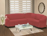 Чехол "BULSAN" на диван угловой правосторонний, 5 посадочных мест (2+3) грязно-розовый