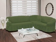 Чехол "BULSAN" на диван угловой правосторонний, 5 посадочных мест (2+3) цвет зеленый