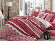 Комплект постельного белья семейное сатин "LISA", красный, 100% Хлопок