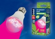 Лампа Uniel для растений A60 E27 9W(160°) прозрач. 108x60 IP20 LED-A60-9W/SP/E27/CL