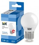 Лампа светодиодная IEK шар G45 E27 7W(630lm) 6500К 6K 83х45 матов. ECO LLE-G45-7-230-65-E27