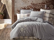 Комплект постельного белья DANTELA VITA сатин с вышивкой 2 спальный (Евро) MELINA цвет синий