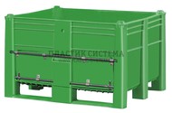 Крупногабаритный контейнер 1200х1000х740 мм сплошной с нижней дверцей (Зеленый)
